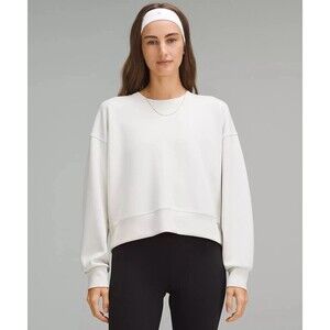 Lululemon Perfectly Oversized XL Crew Sweatshirt Womens White Cropped Jelly Logo